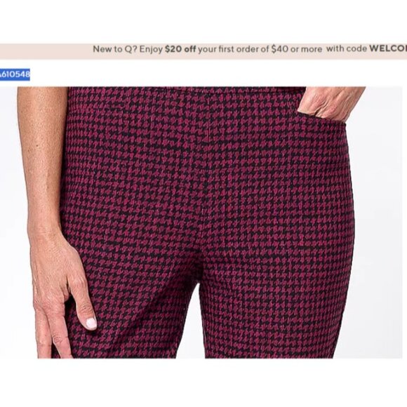 Susan Graver Printed Textured Woven Ankle Pants Wine/Black Plus 18 A610548 - Picture 2 of 2